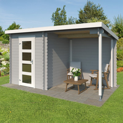Lasita Osland Jelle 175 PLUS Log Cabin with Veranda - 3.7m x 1.7m - Summer House - 6