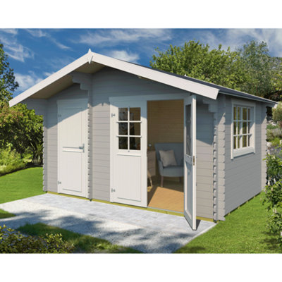 Lasita Osland Keila 28 with Side Store - 3.8m x 2.5m - Traditional Style Log Cabin Summer House