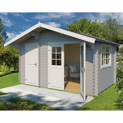 Lasita Osland Keila 28 with Side Store - 3.8m x 2.5m - Traditional Style Log Cabin Summer House - 5