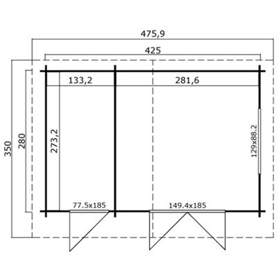 Lasita Osland Keila 34 Two Room Log Cabin - 4.25m x 2.8m - with Side Store - 3