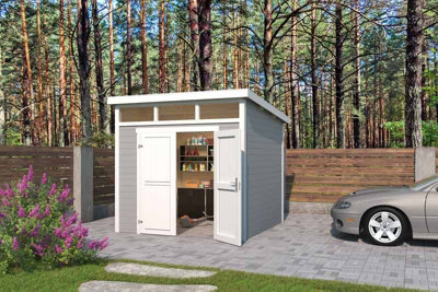 Lasita Osland Kibo 3 Storage Shed with Skylight - 2.5m x 2.5m - 28mm Wall Logs - 4
