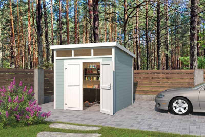 Lasita Osland Kibo 3 Storage Shed with Skylight - 2.5m x 2.5m - 28mm Wall Logs - 5