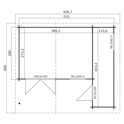 Lasita Osland Little Rock Log Cabin with Side Store - 5.1m x 4.3m -Traditional Log Cabin