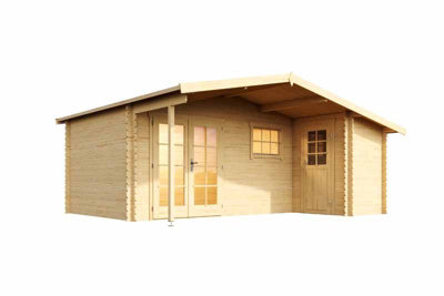 Lasita Osland Little Rock Log Cabin with Side Store - 5.1m x 4.3m -Traditional Log Cabin - 3