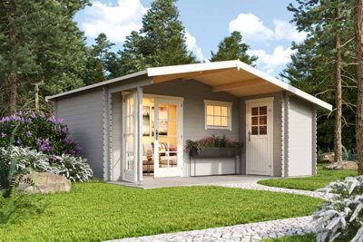 Lasita Osland Little Rock Log Cabin with Side Store - 5.1m x 4.3m -Traditional Log Cabin - 4