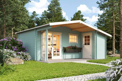Lasita Osland Little Rock Log Cabin with Side Store - 5.1m x 4.3m -Traditional Log Cabin - 5