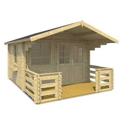 Lasita Osland Lola 2 Log Cabin with Terrace - 3m x 3m - Traditional Log Cabin