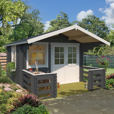 Lasita Osland Lola 2 Log Cabin with Terrace - 3m x 3m - Traditional Log Cabin - 6