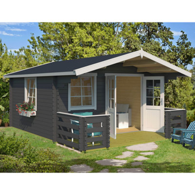 Lasita Osland Luna 2 Log Cabin with Porch - 5m x 3.6m - Traditional Style with Veranda Area - 5