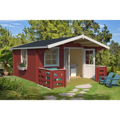 Lasita Osland Luna 2 Log Cabin with Porch - 5m x 3.6m - Traditional Style with Veranda Area - 6