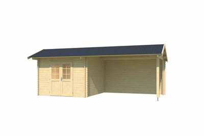 Lasita Osland New York Summer House with Veranda - 6.8m x 3m - Log Cabin with Canopy Shelter