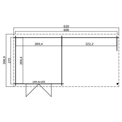 Lasita Osland Novia 275 Log Cabin with Veranda - 6m x 2.7m - Summer House - 3