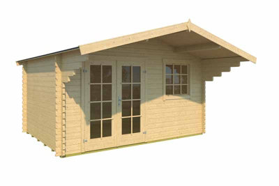 Lasita Osland Orlando 34 Log Cabin with Canopy - 3.8m x 2.8m - Traditional Log Cabin