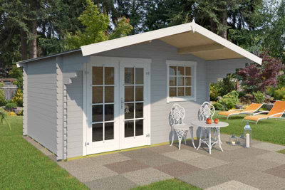 Lasita Osland Orlando 34 Log Cabin with Canopy - 3.8m x 2.8m - Traditional Log Cabin - 5