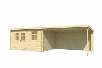 Lasita Osland Reno Summer House with Veranda - 7.6m x 2.75m - Log Cabin with Shelter