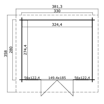 Lasita Osland Robin Log Cabin - 3.3m x 2.8m - Traditional Log Cabin with Overhang Roof - 3
