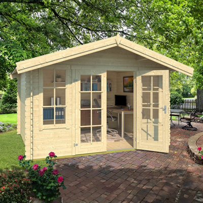 Lasita Osland Robin Log Cabin - 3.3m x 2.8m - Traditional Log Cabin with Overhang Roof - 4