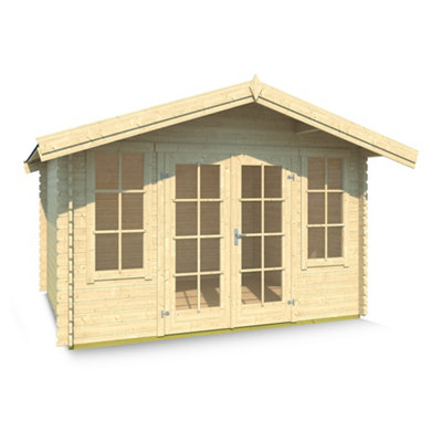 Lasita Osland Robin Log Cabin - 3.3m x 2.8m - Traditional Log Cabin with Overhang Roof - 5