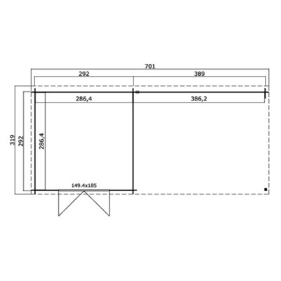 Lasita Osland St Louis with Veranda - 2.92m x 6.81m - Pent Roof Log Cabin Summer House - 3