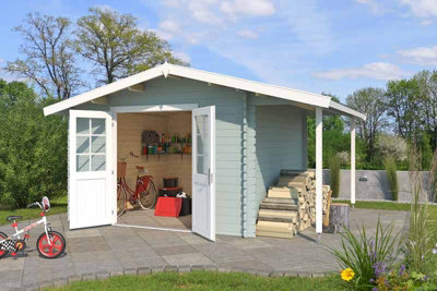 Lasita Osland Tulsa Log Cabin with Log Store - 4.3m x 2.9m - Apex Roof - 5