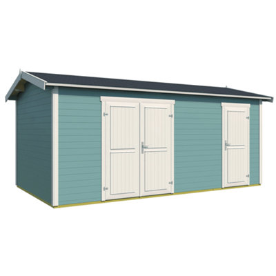 Lasita Osland Tuvalu XL Storage Shed Two Rooms - 5m x 3m - 28mm Wall Logs