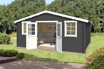Lasita Osland Udo 380 - 4.8m x 3.8m - Traditional Style Log Cabin Summer House - 4
