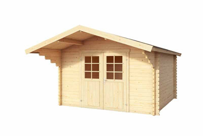 Lasita Osland Viljandi 34 Log Cabin with Roof Overhang Canopy - 3m x 3m - 34mm Wall Logs