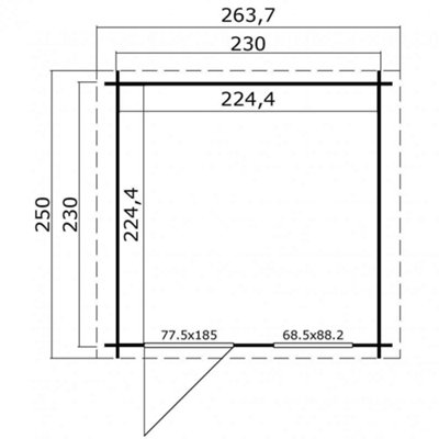 Lasita Osland Wels 2 Log Cabin - 2.3m x 2.3m - Traditional Apex Style Garden Room - 3