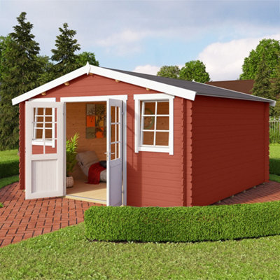 Lasita Osland Wels 4 DT - 3.9m x 3.9m - Traditional Style Log Cabin Summer House - 5