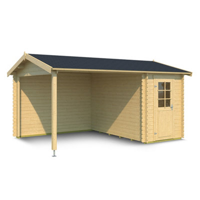 Lasita Osland Wibo Log Cabin with Veranda - 4.25m x 3m - Patio Canopy Area - 4