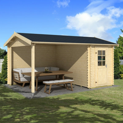 Lasita Osland Wibo Log Cabin with Veranda - 4.25m x 3m - Patio Canopy Area - 5