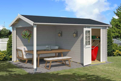 Lasita Osland Wibo Log Cabin with Veranda - 4.25m x 3m - Patio Canopy Area - 6