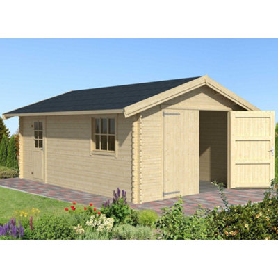 Lasita Osland Yarik 540 Wooden Garage - 5.4m x 3.8m - Single Garage Log Cabin