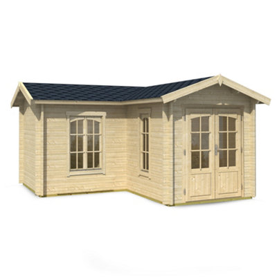 Lasita Portsmouth L Shaped Corner Building - 4m x 4m - Garden Summer House Double Glazed - 5