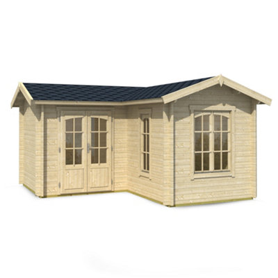 Lasita Portsmouth L Shaped Corner Building - 4m x 4m - Garden Summer House Double Glazed - 6