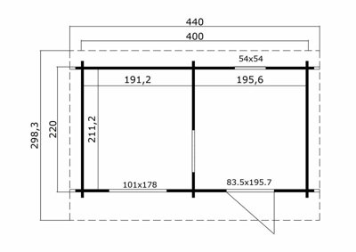 Lasita Sundborn Garden Room Office - 4m x 2.2m - Pent Log Cabin with Double Glazing - 5