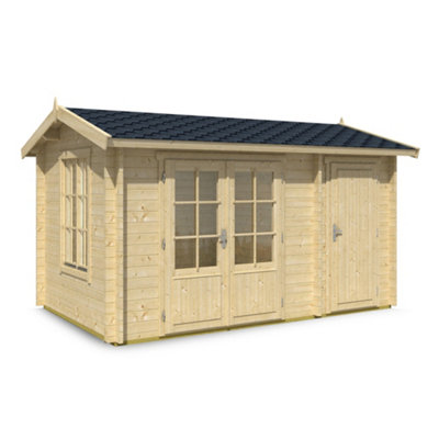 Lasita Wrexham 1 Two Room Log Cabin - 3.9m x 2.4m - Double Glazed with Side Store - 4