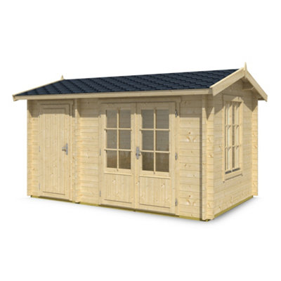 Lasita Wrexham 1 Two Room Log Cabin - 3.9m x 2.4m - Double Glazed with Side Store - 5