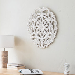 Lassi Round Wooden Hand Carved Wall Mounted Wall Art Design