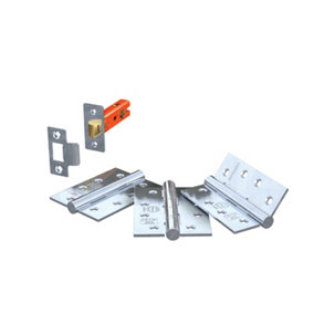 Latch & Hinge Door Pack - 76mm Latch & 102mm Hinges (Polished), 1mm Intumescent Hardware Protection Included