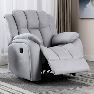 Latch Recliner Chair With Lumbar Support And Modern Design In In Leather-Look Grey Technology Fabric