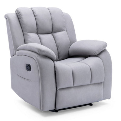 Latch Recliner Chair With Lumbar Support And Modern Design In In Leather-Look Grey Technology Fabric