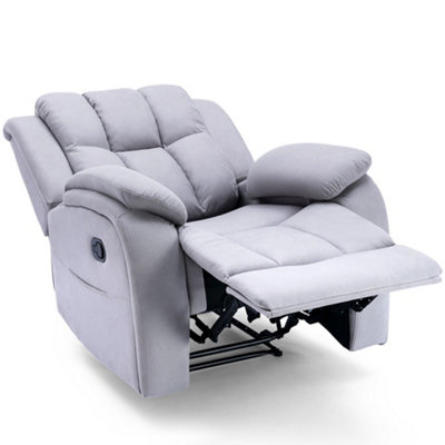 Latch Recliner Chair With Lumbar Support And Modern Design In In Leather-Look Grey Technology Fabric