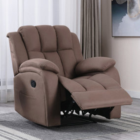 Latch Recliner Chair with Lumbar support and Modern Design in in Leather-Look Mocha Technology Fabric