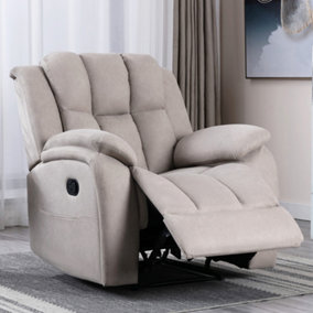 Latch Recliner Chair With Lumbar Support And Modern Design In In Leather-Look Pumice Technology Fabric