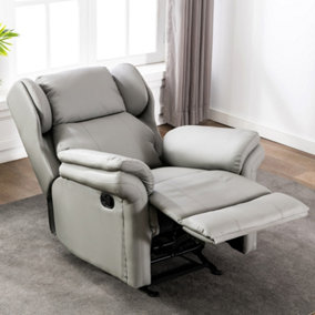 Latch Recliner Rocking Chair with Wingback Design in Grey Bonded Leather