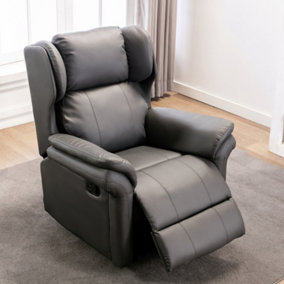 Latch Recliner Rocking Chair With Wingback Design In Slate Bonded Leather