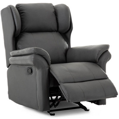 Latch Recliner Rocking Chair With Wingback Design In Slate Bonded Leather