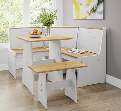 Solid pine corner on sale bench dining sets