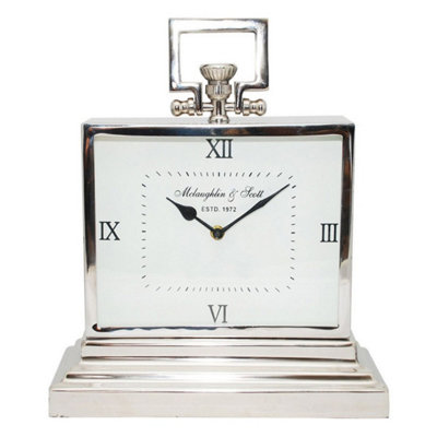 Latham Small Rectangular Clock with Roman Numerals - SS/Aluminum - L15 ...